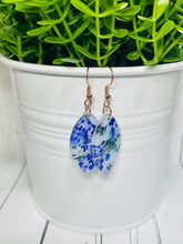 Load image into Gallery viewer, Purple &amp; Blue Floral Acrylic Dangles - style 2
