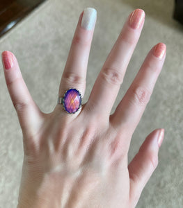 Faceted Oval Mood Ring - 13x18mm