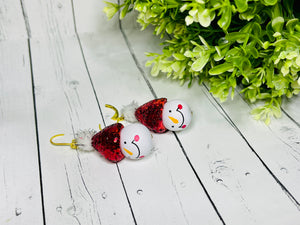Glittery Red Snowman Earrings