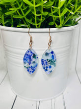 Load image into Gallery viewer, Purple &amp; Blue Floral Acrylic Dangles - style 2
