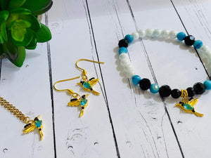 Aqua & Black Hummingbird Set - sold individually