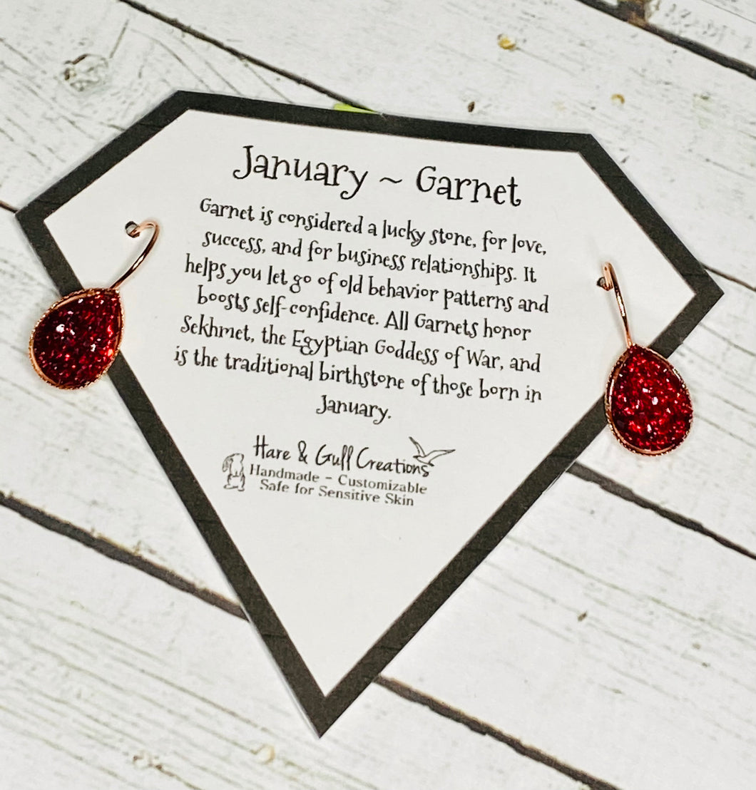 January Birthstone Earrings ~ Garnet