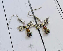 Load image into Gallery viewer, Metallic Mauve Dragon Fly Dangles
