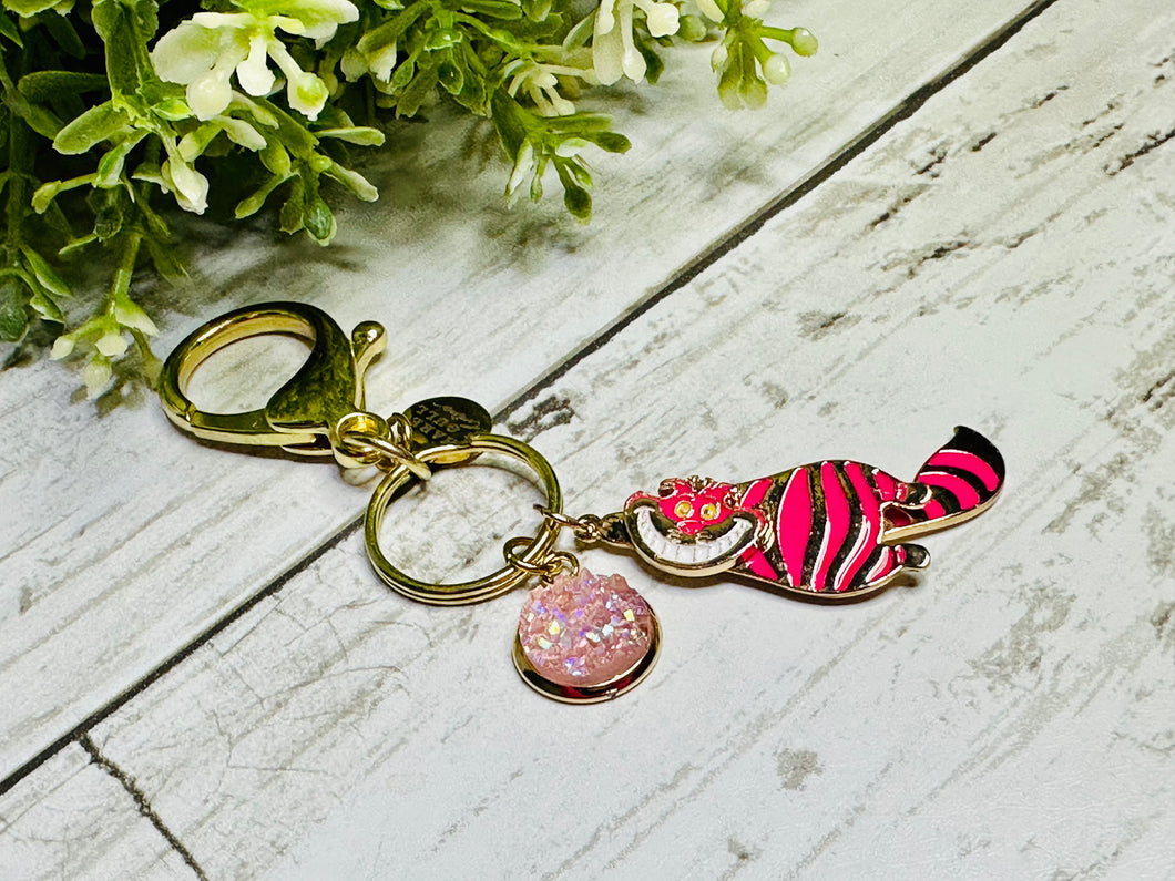 Sneaky Pink Cat Keychain