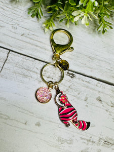 Sneaky Pink Cat Keychain