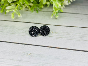 Back in Black 8mm Druzy Earrings