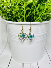 Load image into Gallery viewer, Forget Me Not Delphinium - Flower Heart Dangles
