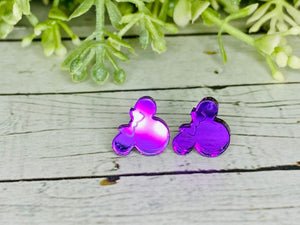 Purple Mirror Girl Mouse Earrings
