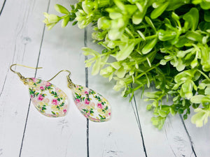 Wildflower Pink & Yellow Floral Acrylic Dangles - style 1