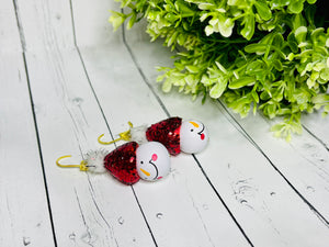 Glittery Red Snowman Earrings