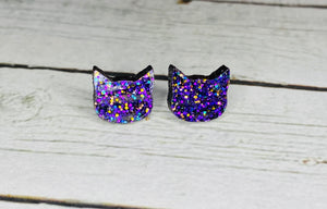 Mardi Gras Glitter Cat Cabochon