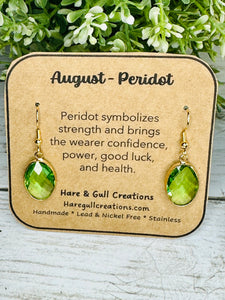 NEW Crystal Birthstone Earrings w/ meaning card