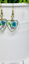 Load image into Gallery viewer, Forget Me Not Delphinium - Flower Heart Dangles
