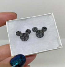 Load image into Gallery viewer, Black Glitter Mouse Earrings
