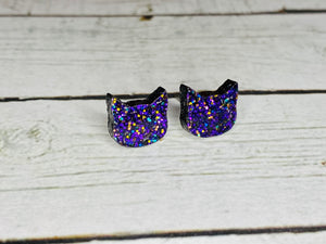 Mardi Gras Glitter Cat Cabochon