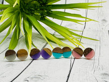 Load image into Gallery viewer, Color Pop Wood &amp; Resin Earrings - 10mm
